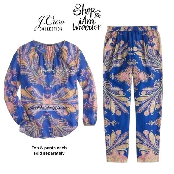 J.Crew mirrored paisley/feather cotton-silk voile pullover top *shop@iamwarrior - Picture 3 of 14